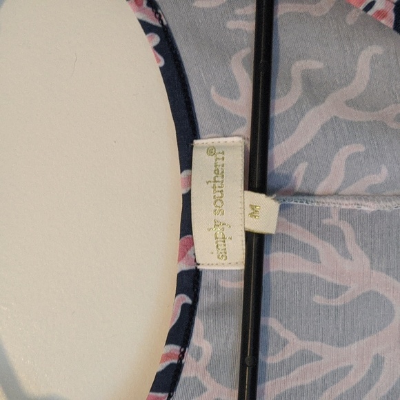 SIMPLY SOUTHERN Naples Short Sleeve Pink And Blue Coral Beach Coverup Medium - Picture 4 of 5